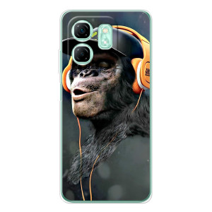 Чехол с Обезьянами Infinix Smart 10 HD - (AlphaPrint) – В наушниках