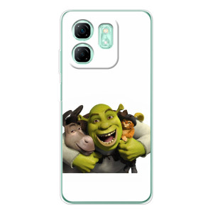 Печатный чехол с принтом Шрек для Infinix Smart 10 HD – Шрек осел и кот
