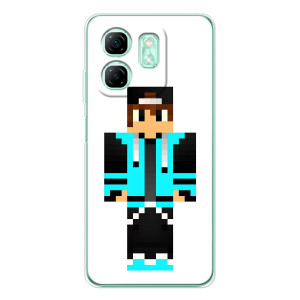 Чехлы для Infinix Smart 10 HD (Персонажи Майн Крафт) (Мальчик в голубом)