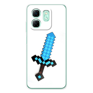 Чехлы для Infinix Smart 10 HD (Персонажи Майн Крафт) (Меч)