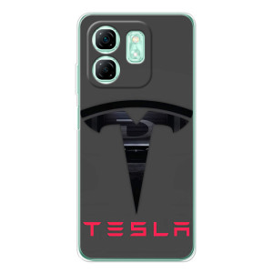 Силіконовий бампер з картинкою машини на Infinix Smart 10 HD – Logo TESLA