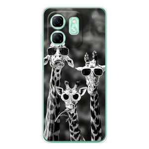 Силиконовый чехол с КАРТИНКАМИ лето для Infinix Smart 10 HD (AlphaPrint) – Жирафы в очках