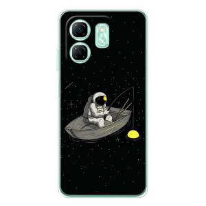 Силиконовый Чехол с принтом "Космонавты" на Infinix Smart 10 HD – Космонавт на рыбалке