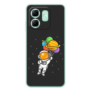 Силиконовый Чехол с принтом "Космонавты" на Infinix Smart 10 HD – Космонавт с шариками