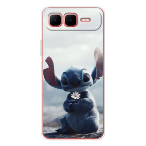 Чехол с рисунком Стич для Infinix Smart 10 Plus – Стич с цветочком