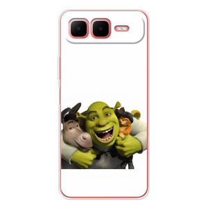 Печатный чехол с принтом Шрек для Infinix Smart 10 Plus – Шрек осел и кот