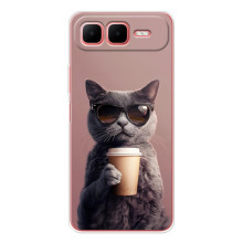 Чехол с принтом стильные животные для Смарт 10 Плюс – Кот с кофе