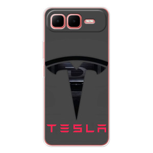 Силиконовый бампер с картинкой машины на Infinix Smart 10 Plus – Logo TESLA