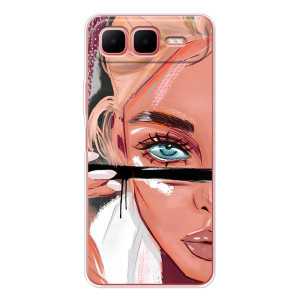 Силіконовый Чохол на Infinix Smart 10 Plus з картинкой Модных девушек (Дівчина та вії)