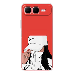 Силіконовый Чохол на Infinix Smart 10 Plus з картинкой Модных девушек (Дівчина Nike)