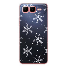 Зимние Чехлы для Смарт 10 Плюс - прозрачный фон (Белые снежинки)