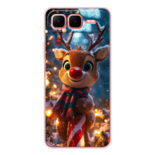 Яскравий чохол для Infinix Smart 10 Plus з Зимові Оленята – Олень з шарфом