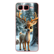 Яскравий чохол для Infinix Smart 10 Plus з Зимові Оленята – Оленятко в лісі