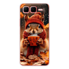 Печатный чехол «Зверята с кофе» для Infinix Smart 10 Plus – Белка с кофе