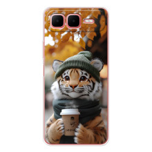 Печатный чехол «Зверята с кофе» для Infinix Smart 10 Plus – Тигр с кофе