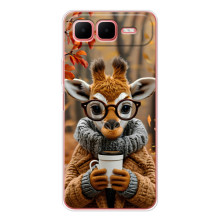 Печатный чехол «Зверята с кофе» для Infinix Smart 10 Plus – Жираф с кофе