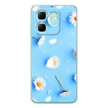 Чехол с Цветами для Infinix Smart 10 (ромашки на голубом)