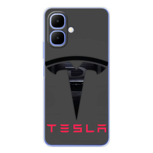 Силиконовый бампер с картинкой машины на Infinix Smart 10 (Logo TESLA)