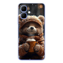 Печатный чехол «Зверята с кофе» для Infinix Smart 10 – Мишка с кофе