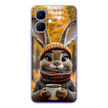 Печатный чехол «Зверята с кофе» для Infinix Smart 10 – Зайчик с кофе