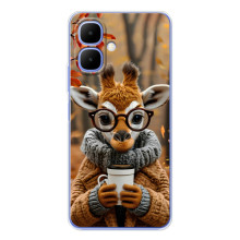 Печатный чехол «Зверята с кофе» для Infinix Smart 10 – Жираф с кофе