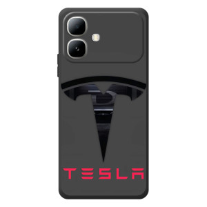 Силіконовий бампер з картинкою машини на Infinix Smart 20 (Logo TESLA)