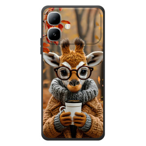 Печатный чехол «Зверята с кофе» для Infinix Smart 20 – Жираф с кофе