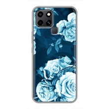Чехлы (ART) Цветы на Infinix Smart 6 (VPrint) (Голубые Бутоны)
