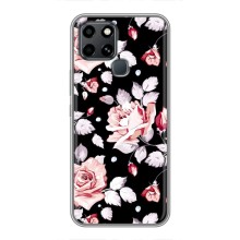 Чехлы с Цветами для Infinix Smart 6 (VPrint) (Цветочки на черном)