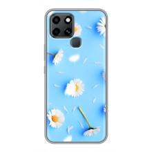 Чехол с Цветами для Infinix Smart 6 (ромашки на голубом)