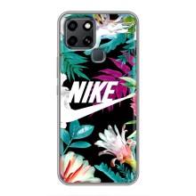 Силиконовый Чехол на Infinix Smart 6 с картинкой Nike (Цветочный Nike)