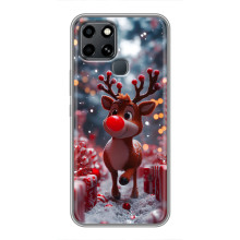 Яркий чехол для Infinix Smart 6 с Зимними Оленятами (Олень среди подарков)