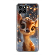 Яркий чехол для Infinix Smart 6 с Зимними Оленятами (Оленёнок среди гирлянд)