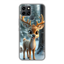 Яркий чехол для Infinix Smart 6 с Зимними Оленятами (Оленёнок в лесу)