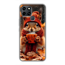 Друкований чохол 'Звірята з кавою' для Infinix Smart 6 – Білка з кавою