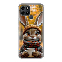 Друкований чохол 'Звірята з кавою' для Infinix Smart 6 – Зайчик з кавою