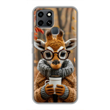 Друкований чохол 'Звірята з кавою' для Infinix Smart 6 – Жираф з кавою
