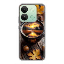 Чехол с уникальным дизайном «Осень с кофе» для Infinix Smart 7 HD – Тёмный кофе