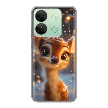 Яркий чехол для Infinix Smart 7 HD с Зимними Оленятами – Оленёнок среди гирлянд