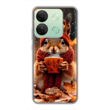 Печатный чехол «Зверята с кофе» для Infinix Smart 7 HD – Белка с кофе