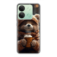 Печатный чехол «Зверята с кофе» для Infinix Smart 7 HD – Мишка с кофе