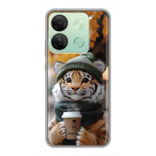 Печатный чехол «Зверята с кофе» для Infinix Smart 7 HD – Тигр с кофе
