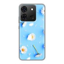 Чохол з Квітами для Infinix Smart 7 (ромашки на блакитному)
