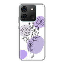 Силиконовый чехол с принтом в цветах на Infinix Smart 7 – Фиолетовый букет