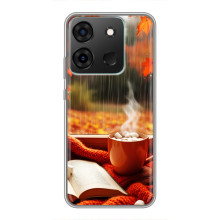 Чехол с уникальным дизайном «Осень с кофе» для Infinix Smart 7 – Кофе и дождь