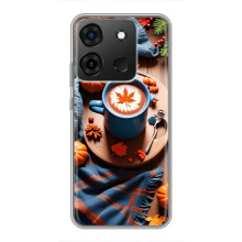 Чехол с уникальным дизайном «Осень с кофе» для Infinix Smart 7 – Кофе и тыквы
