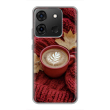 Чехол с уникальным дизайном «Осень с кофе» для Infinix Smart 7 – Кофе на пледе