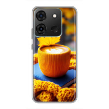 Чехол с уникальным дизайном «Осень с кофе» для Infinix Smart 7 – Кофе с жёлтым
