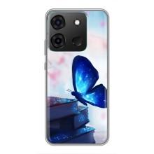 Силиконовый бампер с картинкой животных для Infinix Smart 7 (Бабочка синяя)