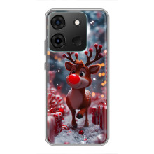Яркий чехол для Infinix Smart 7 с Зимними Оленятами – Олень среди подарков